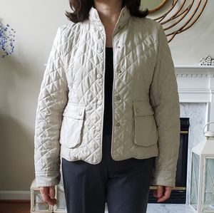 LOFT Quilted Puffer Jacket in Taupe Off White - Sz 0